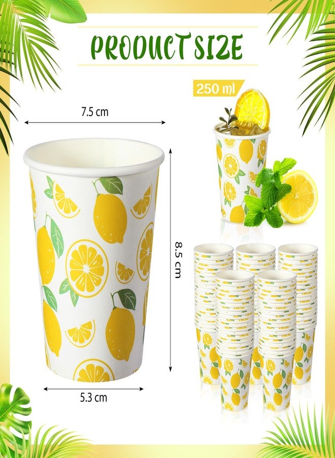 TecUnite 100 Pcs 9oz Lemon Cups Disposable Paper Yellow Cups for Lemonade Stand Decorative Party for Cold Hot Beverage Juice Kitchen Coffee Birthday Party Supplies - Image 3